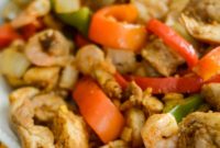 Crispy Air Fryer Chicken and Shrimp Fajitas