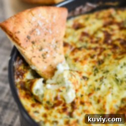 A delicious batch of Air Fryer Spinach Dip ready to be served.