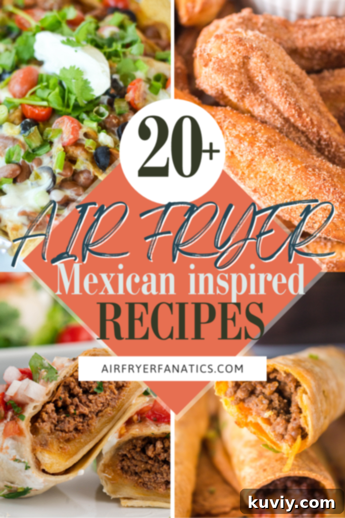A variety of Air Fryer Mexican dishes laid out appealingly