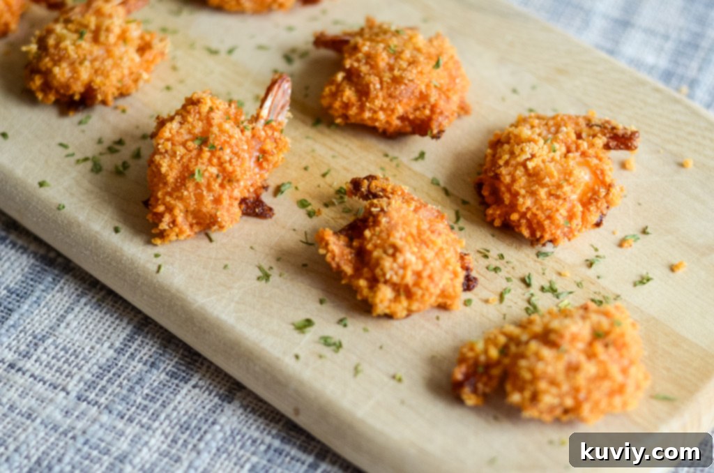Platter of air fryer buffalo shrimp ready for serving, perfect for game day