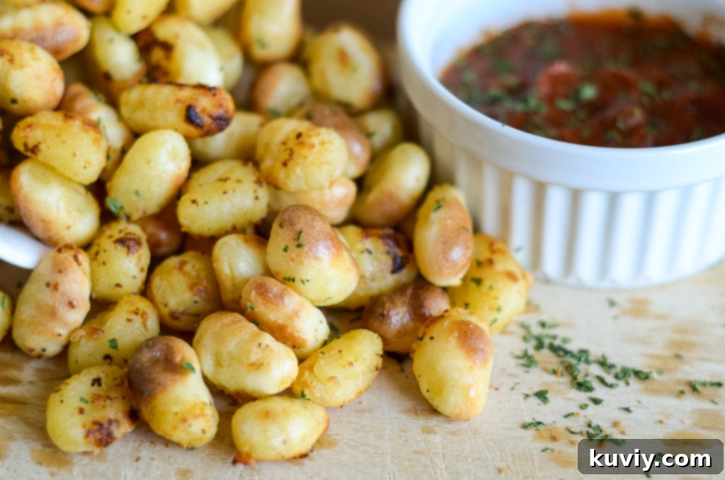 Leftover air fryer frozen gnocchi in a bowl