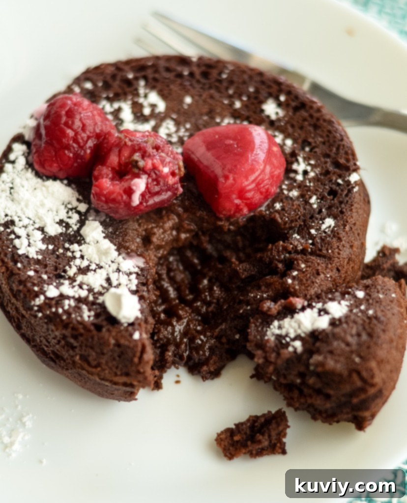 Decadent Air Fryer Chocolate Lava Cakes (Gluten-Free Option) 2 Decadent Air Fryer Chocolate Lava Cake in ramekin
