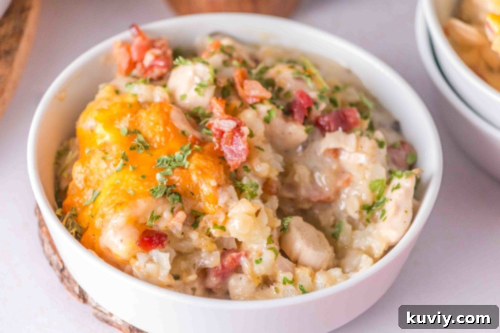 Leftover Air Fryer Chicken Bacon Ranch Casserole in an airtight storage container