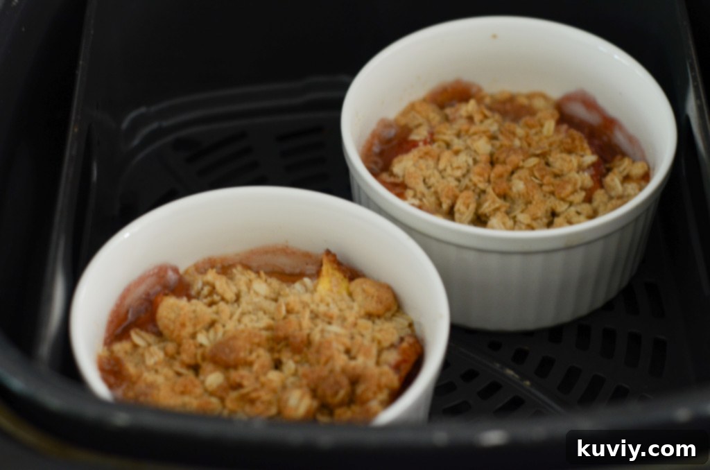 air fryer peach crisp process