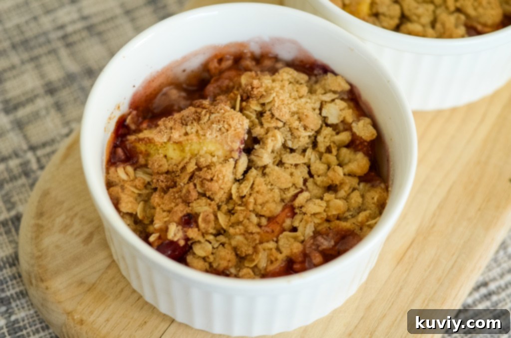 air fryer peach crisp in basket