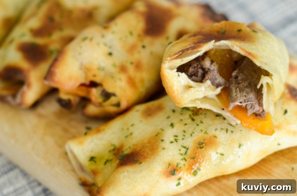 Air Fryer Philly Cheesesteak Egg Rolls ready to serve