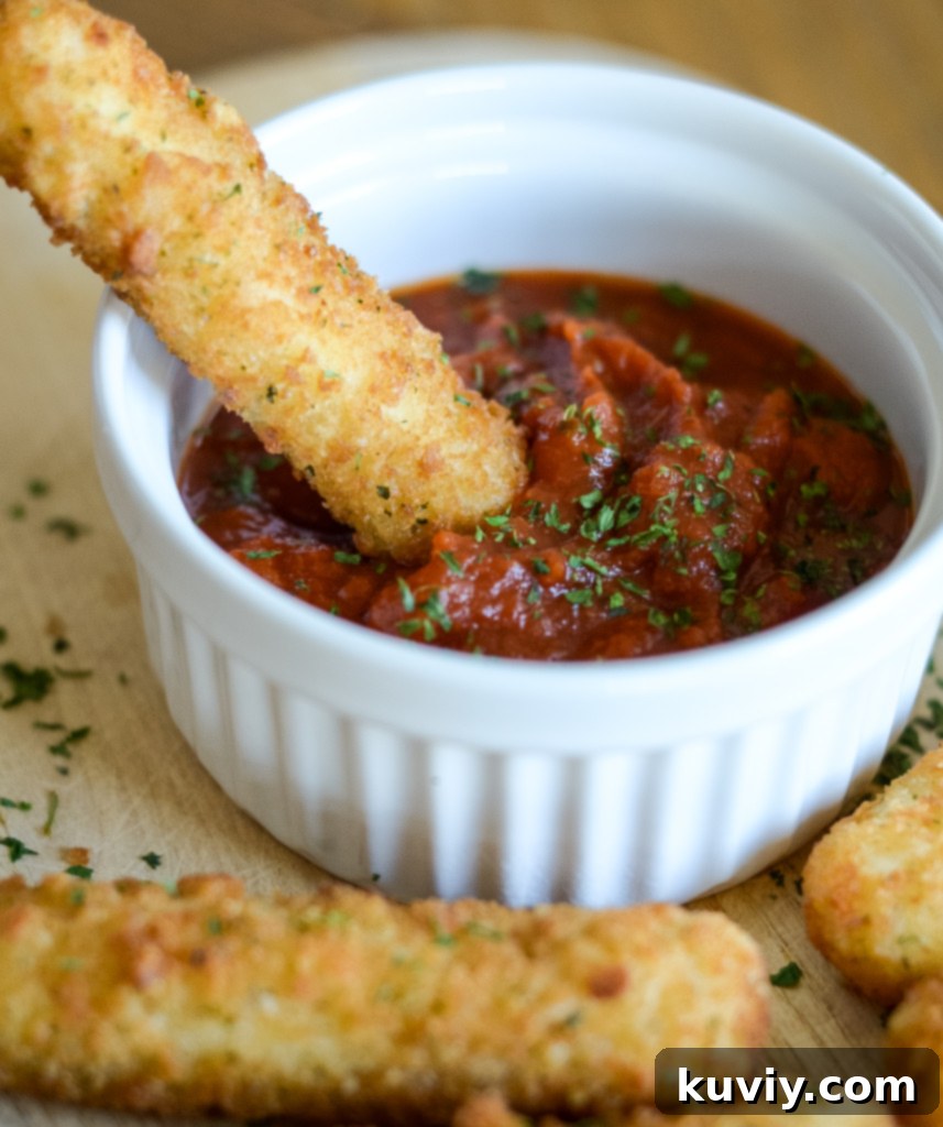 Air Fryer Frozen Mozzarella Sticks with dipping sauces