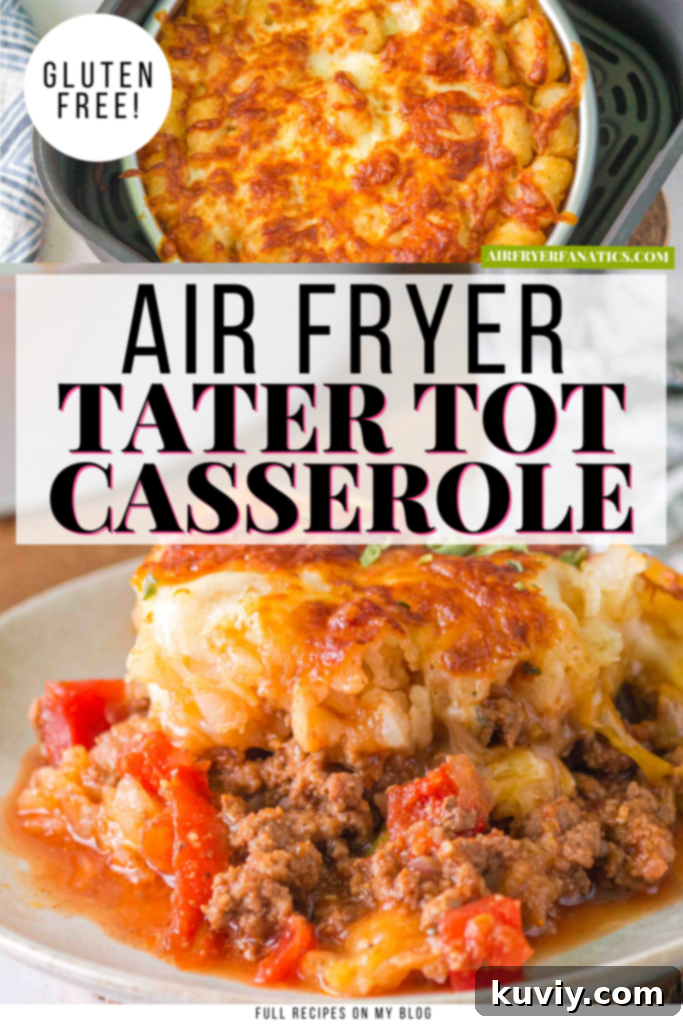 air fryer taco tater tot casserole ready to serve