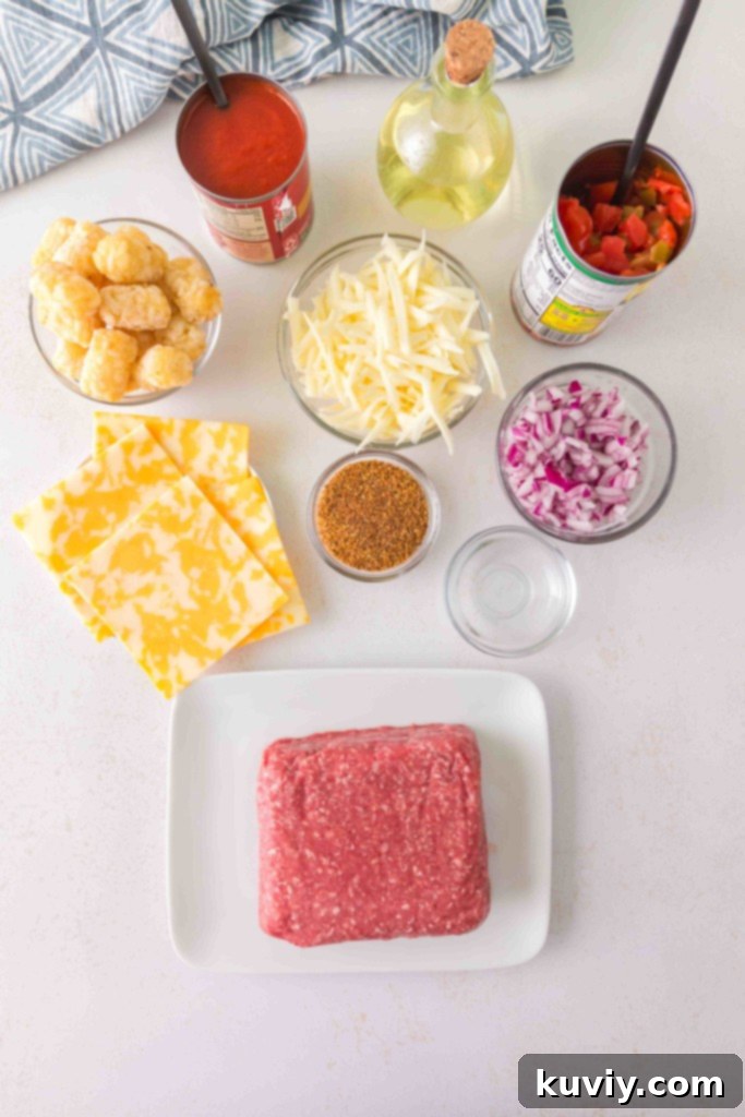 air fryer taco tater tot casserole ingredients