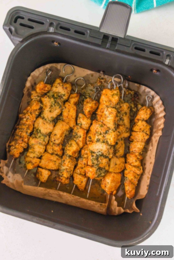 air fryer garlic butter chicken skewers