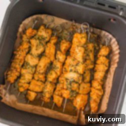 Air Fryer Garlic Butter Chicken Skewers - A quick and flavorful weeknight meal.