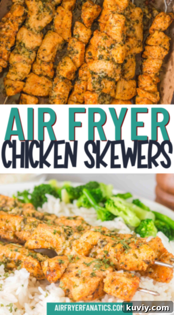 air fryer garlic butter chicken skewers finished