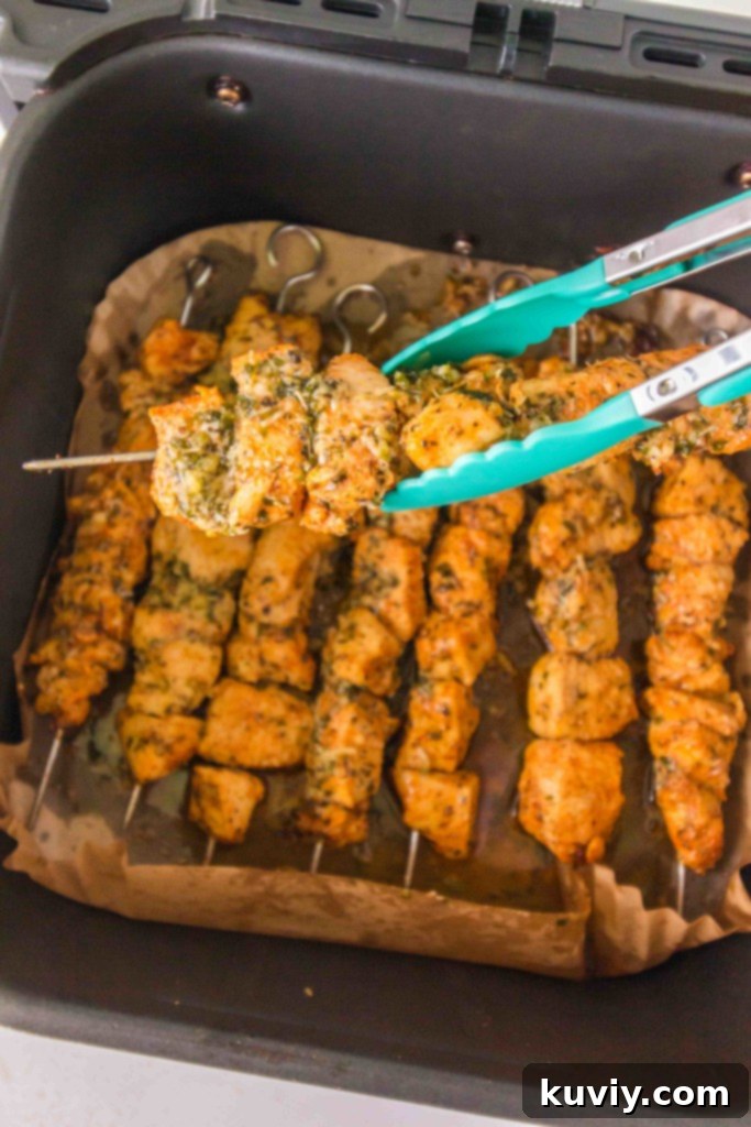 air fryer garlic butter chicken skewers