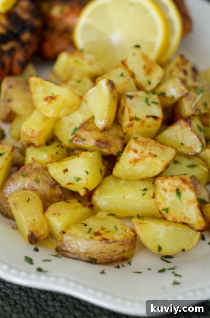 cooked air fried yellow potatoes using yukon gold potatoes