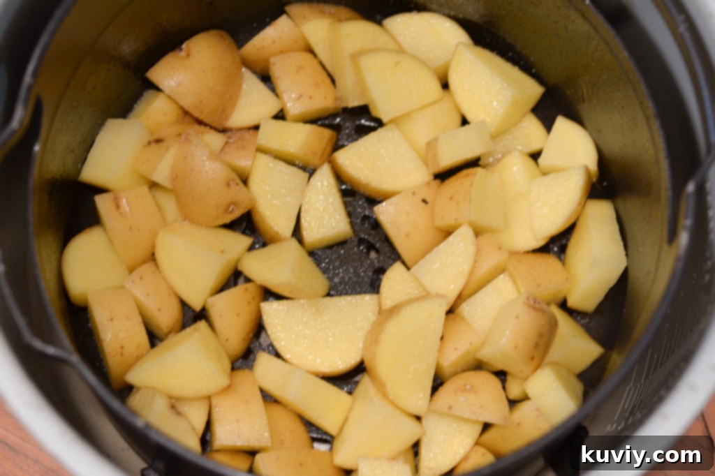 yukon gold potatoes in the air fryer basket