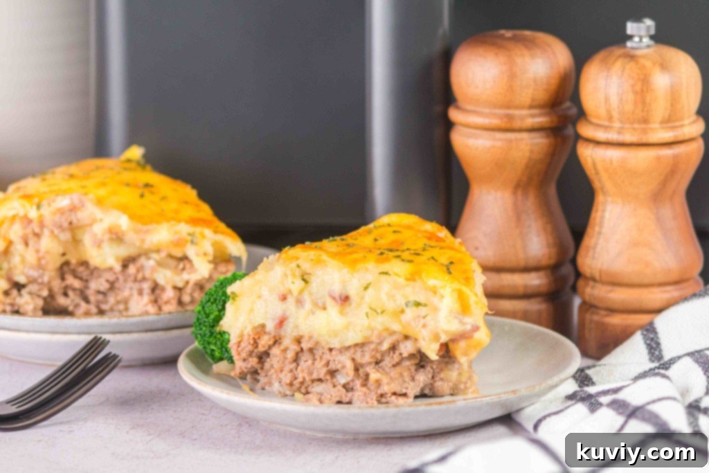 Air fryer meatloaf casserole ready to serve
