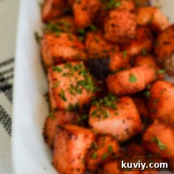 Air Fryer Salmon Bites served on a plate