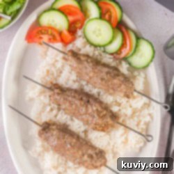 Air Fryer Ground Beef Kofta Kebabs on a plate