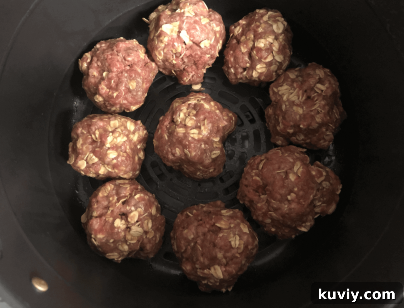 Large, homemade air fryer meatballs