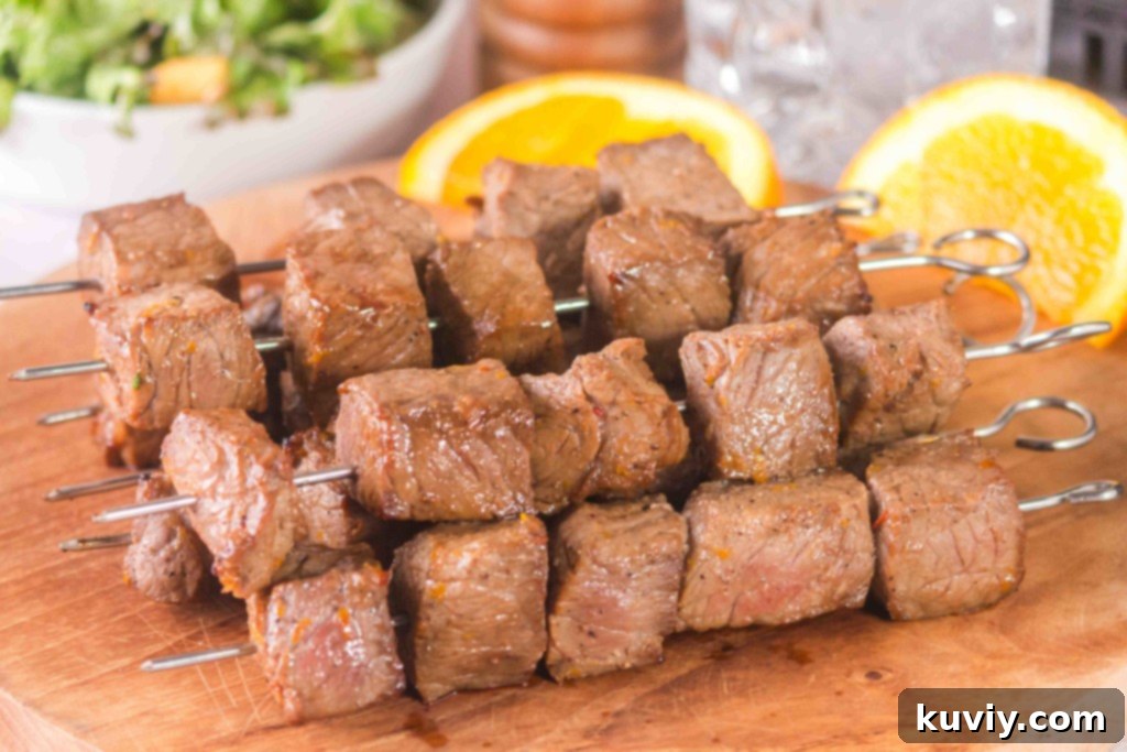 The Ultimate Sweet and Savory Air Fryer Orange Beef Skewers 6 air fryer orange beef skewers gluten free