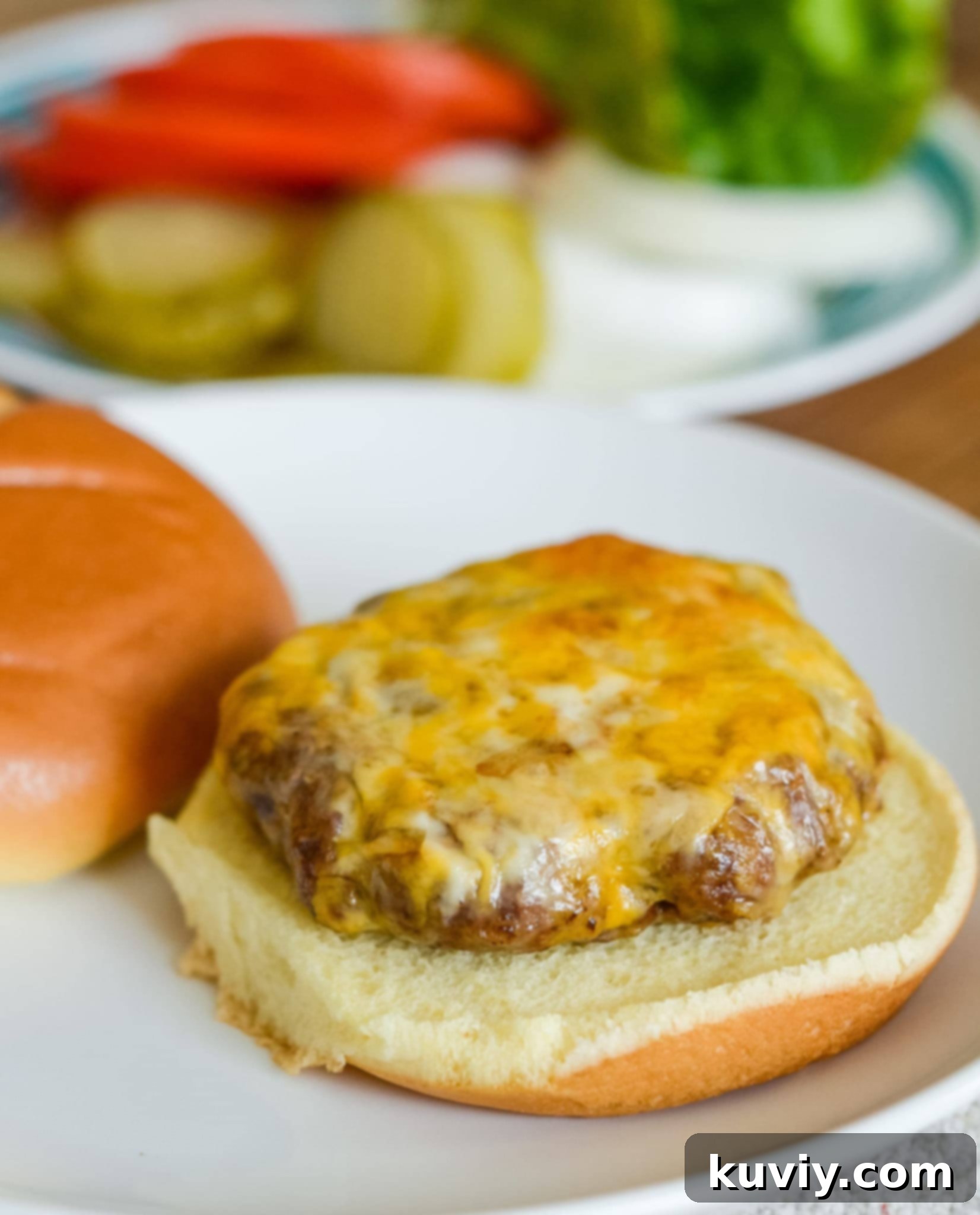 Air Fryer Onion Soup Mix Burgers cooking in the air fryer basket