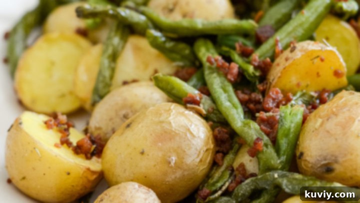 Tasty air fryer green beans and potatoes side dish