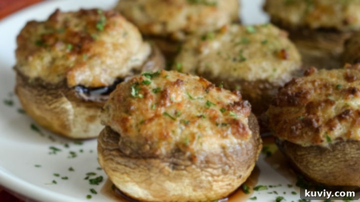 Savory Air Fryer Stuffed Mushrooms, ready as an appetizer.