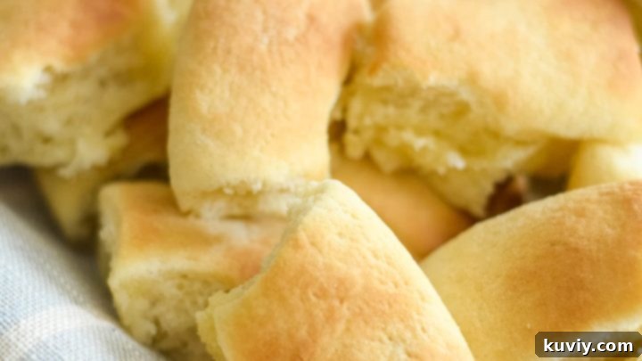 Warm and fluffy Easy Air Fryer Dinner Rolls, ready to serve.