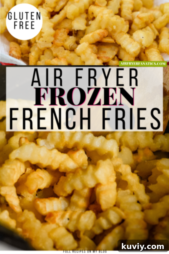 Easy Air Fryer Frozen French Fries: Crispy Perfection 7 Close-up of golden and crispy air fryer frozen French fries with seasoning