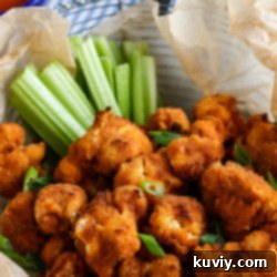 Air Fryer Buffalo Cauliflower Wings plated