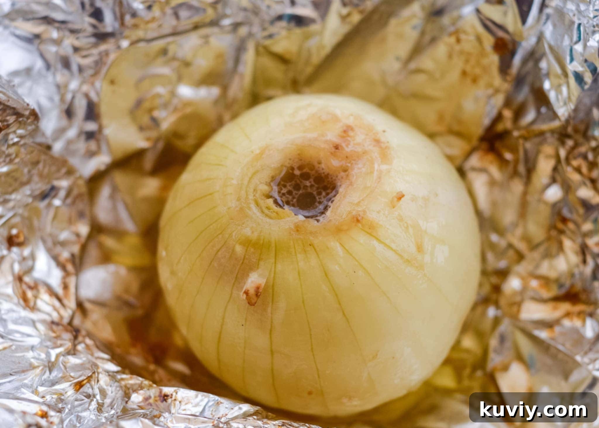 Fresh Vidalia onions, butter, beef bouillon cubes, and ice cubes laid out on a surface, ready for preparation.