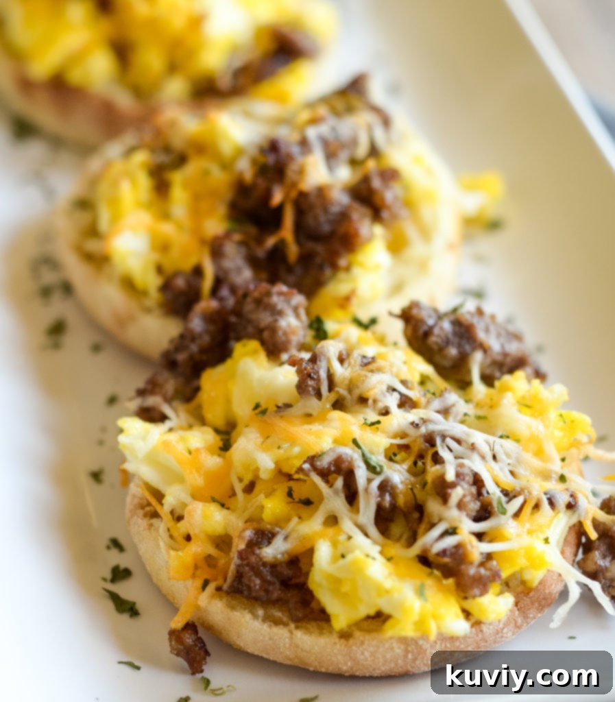 Crispy Air Fryer Breakfast Muffin Pizzas 2 Air Fryer Breakfast Pizzas with English Muffins