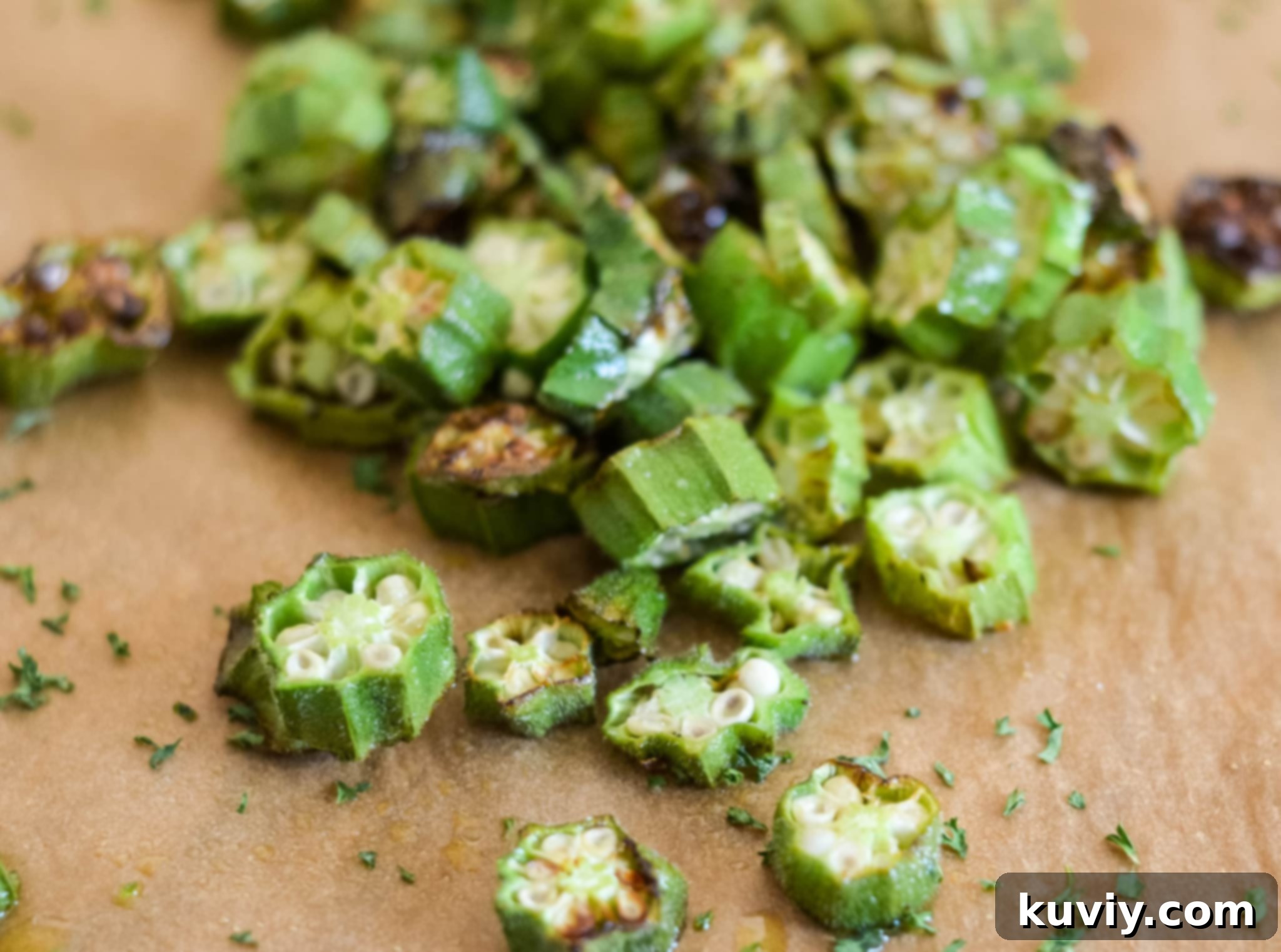 Fresh okra pods and garlic salt, ingredients for Air Fryer Roasted Okra.