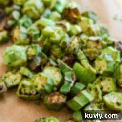 Crispy Air Fryer Roasted Okra in a bowl