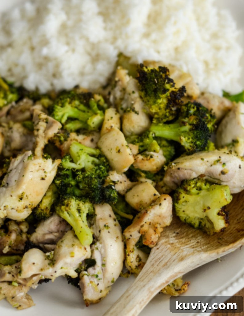 Crispy Air Fryer Chicken and Broccoli, a quick and healthy meal.