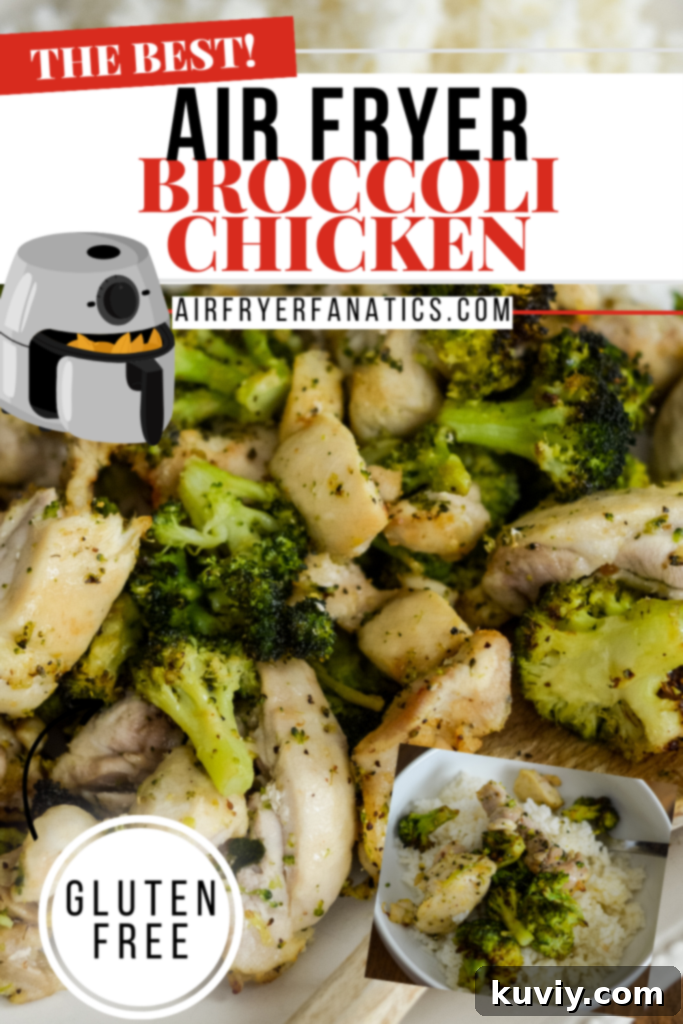 Delicious and healthy air fryer chicken and broccoli meal.