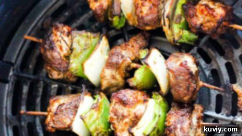 Indoor Air Fryer Beef Steak Kabobs