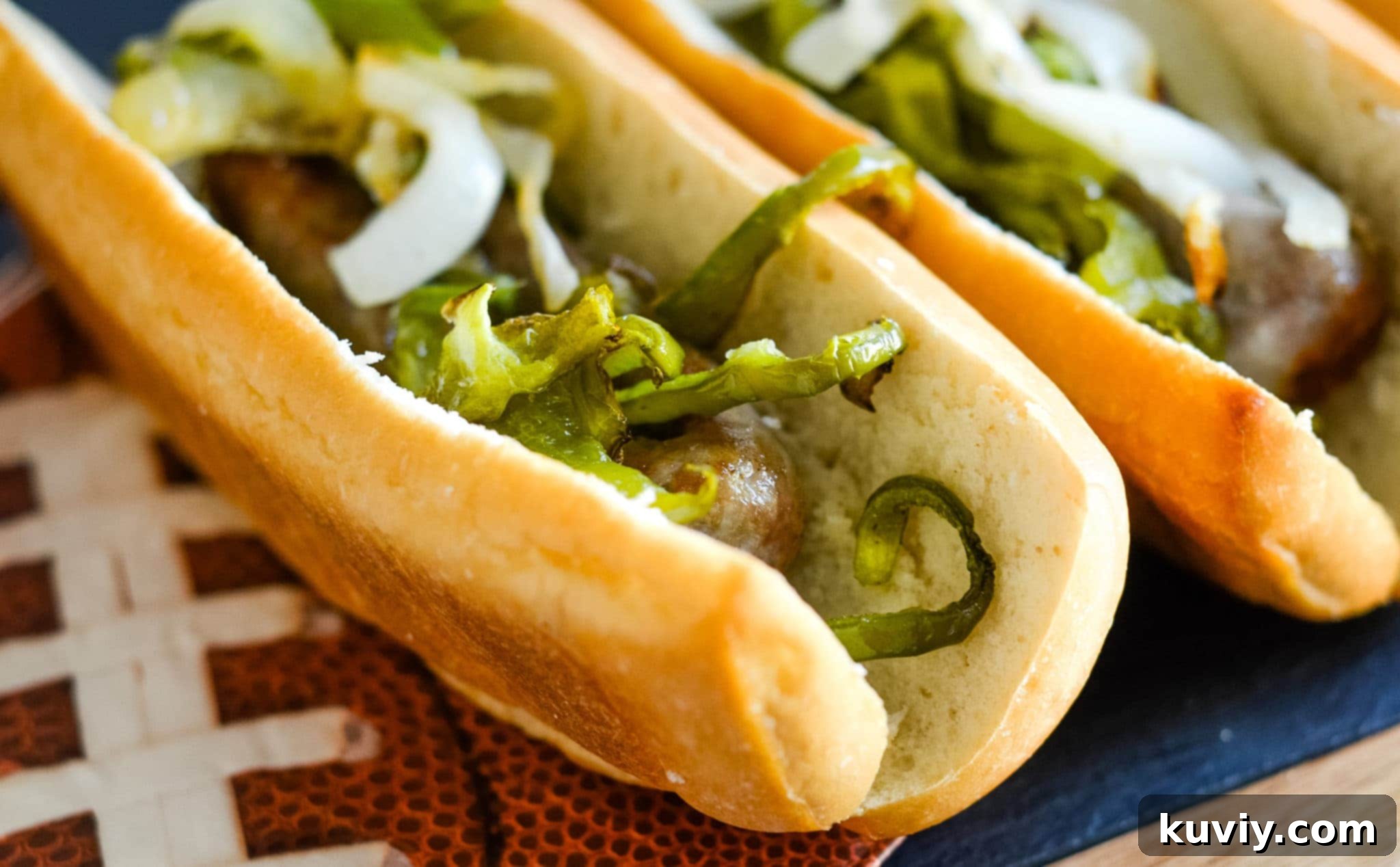 Crispy Air Fryer Brats in a Flash 6 Cooked Air Fryer Brats with golden brown skin ready to serve