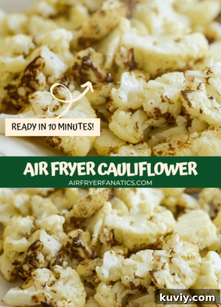 Large portion of air fryer roasted cauliflower