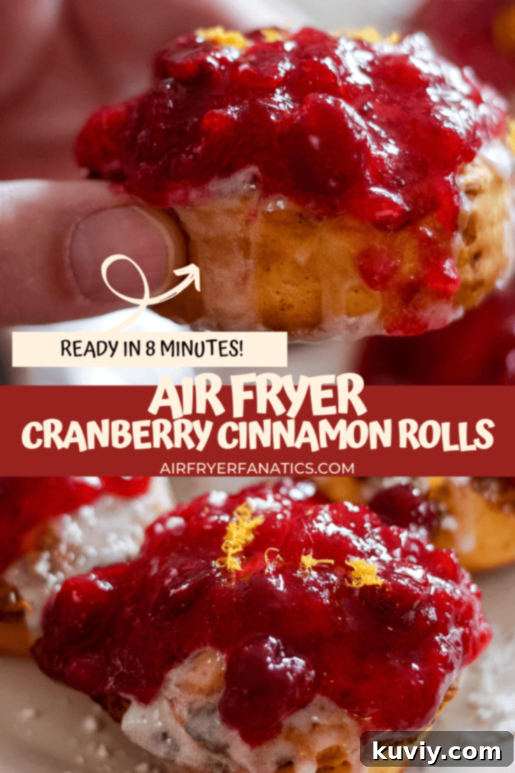 Air Fryer Cranberry Cinnamon Swirls with Zesty Glaze 7 Delicious and easy Air Fryer Cranberry Glazed Cinnamon Rolls, perfect for using up leftover cranberry sauce.