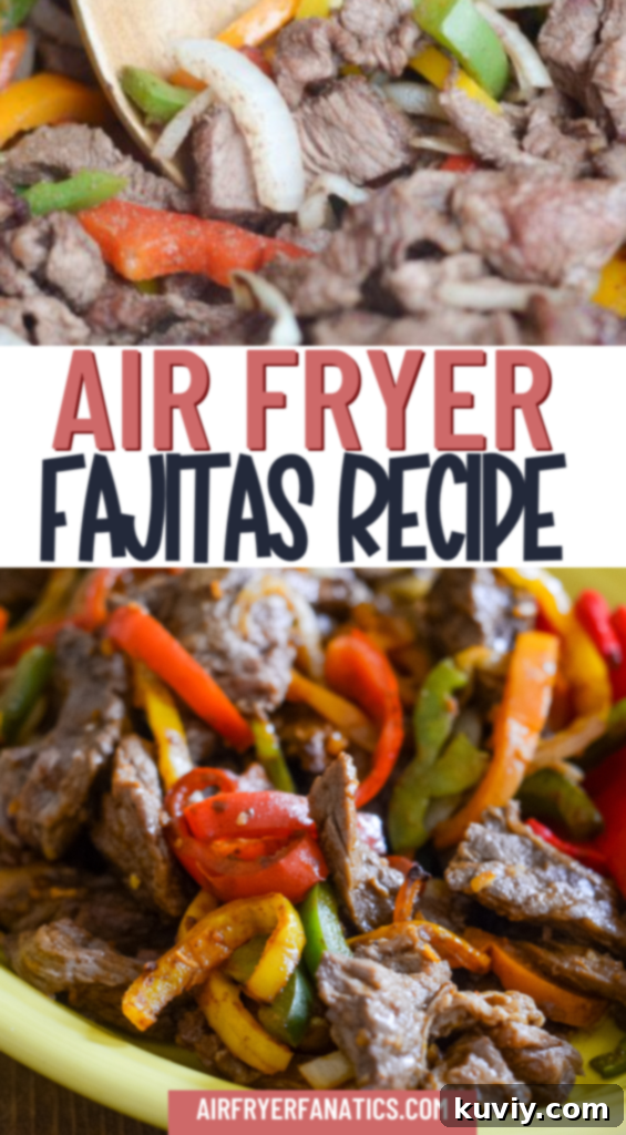 Air fryer steak fajitas piled high in a warm tortilla with fresh cilantro and lime.