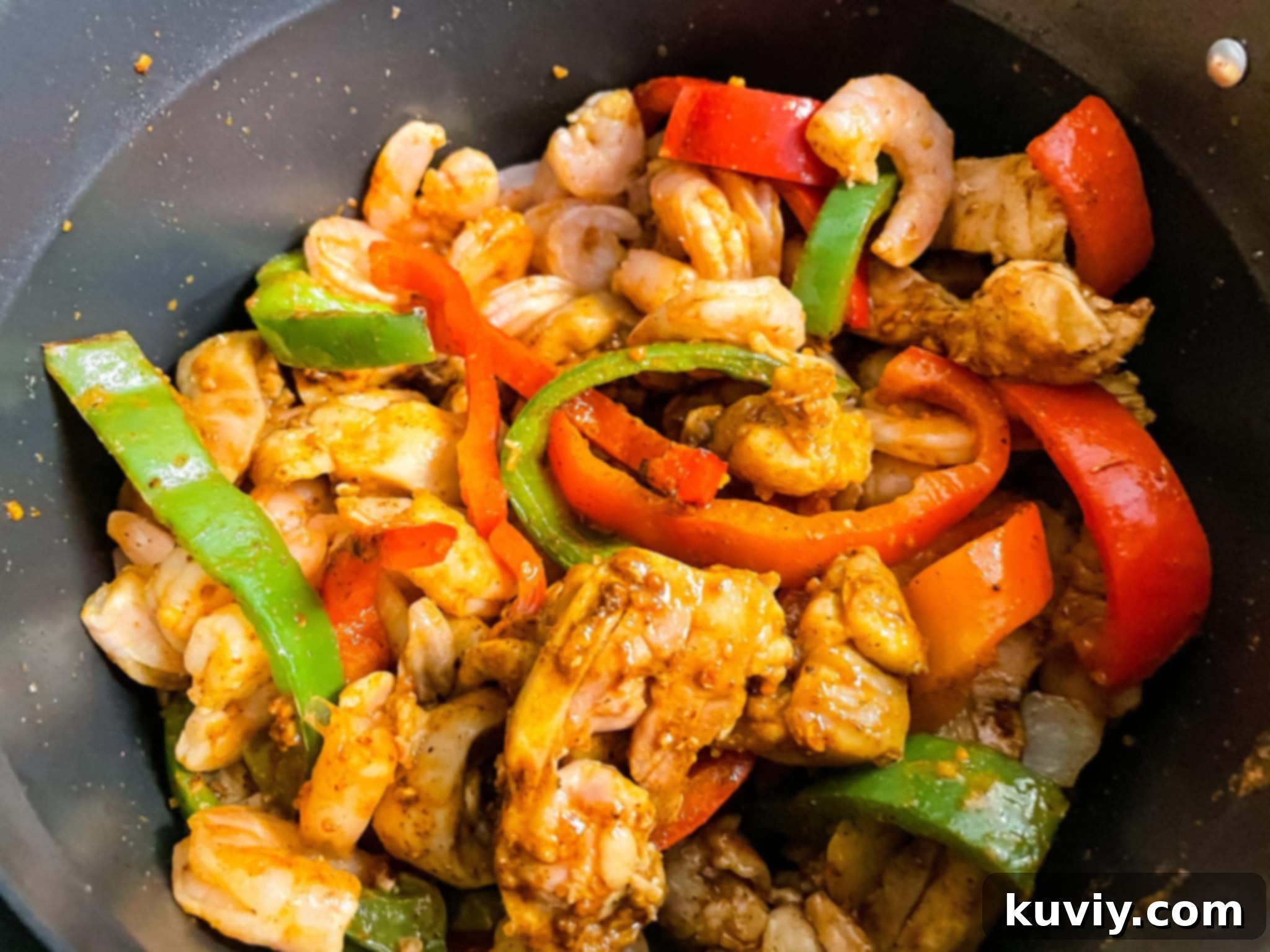 Air Fryer Chicken and Shrimp Fajitas