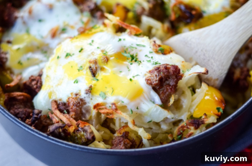 Air Fryer Sausage Breakfast Casserole after cooking