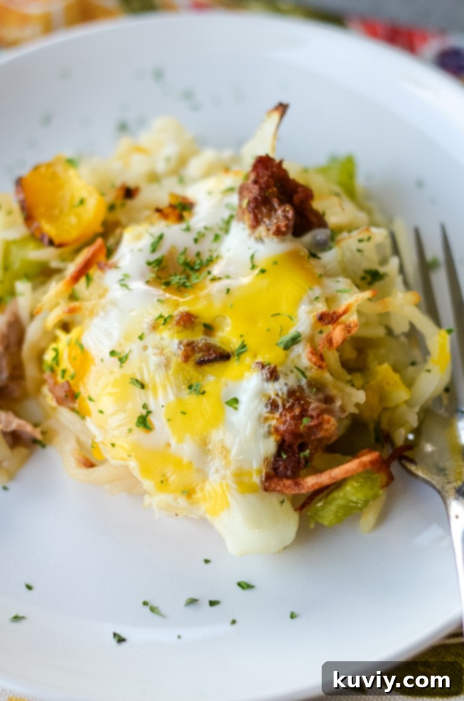 Air Fryer Sausage Breakfast Casserole ready to serve