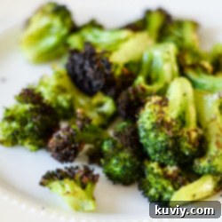 Perfectly Crispy Air Fryer Broccoli in 10 Minutes 7 Air Fryer Broccoli, ready to be served