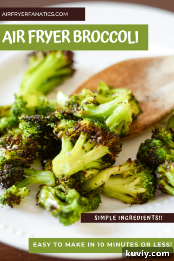 Perfectly Crispy Air Fryer Broccoli in 10 Minutes 8 Air Fryer Broccoli, perfectly roasted and seasoned, ready to eat