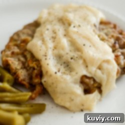 Crispy Air Fryer Chicken Fried Steak served with gravy.