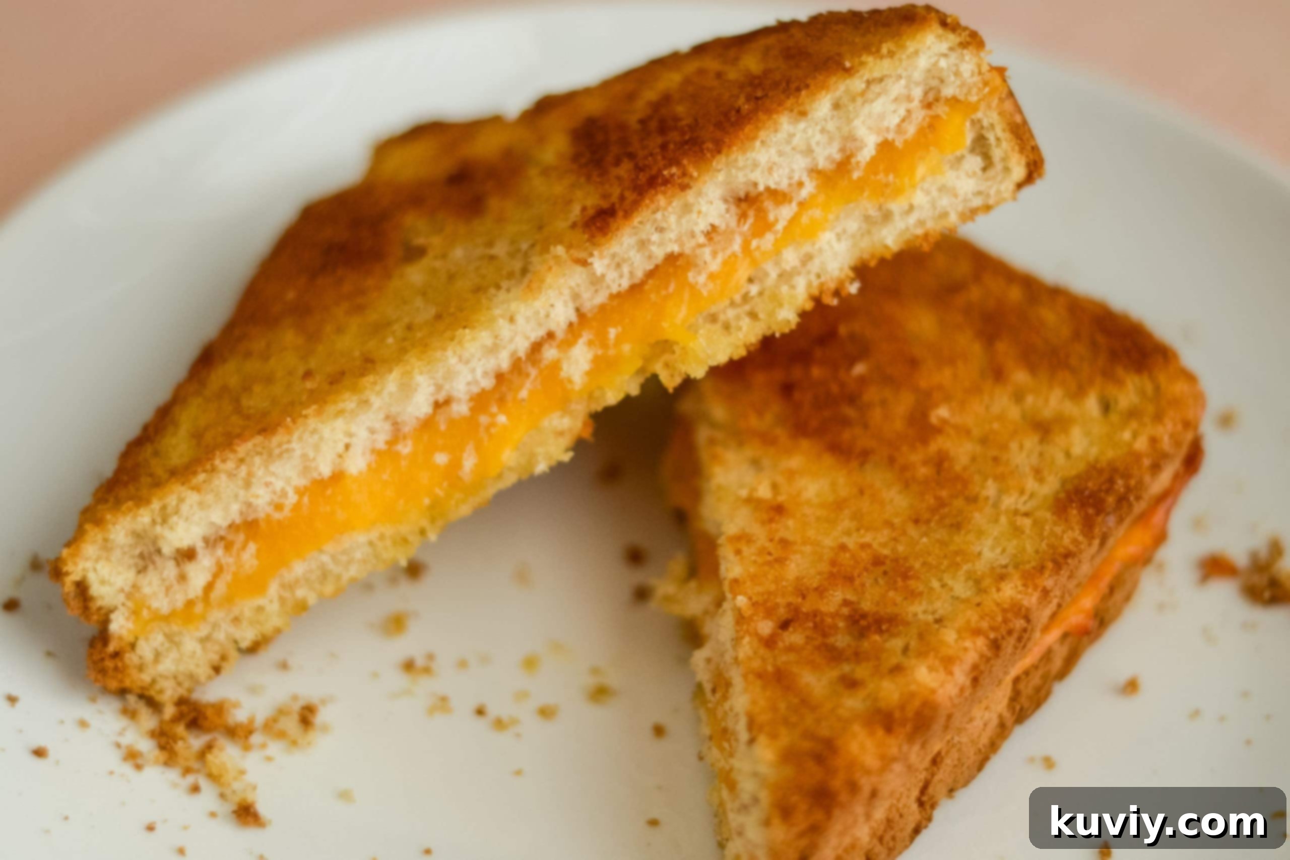 Air Fryer Grilled Cheese with a visible layer of melted cheese, ready to eat.