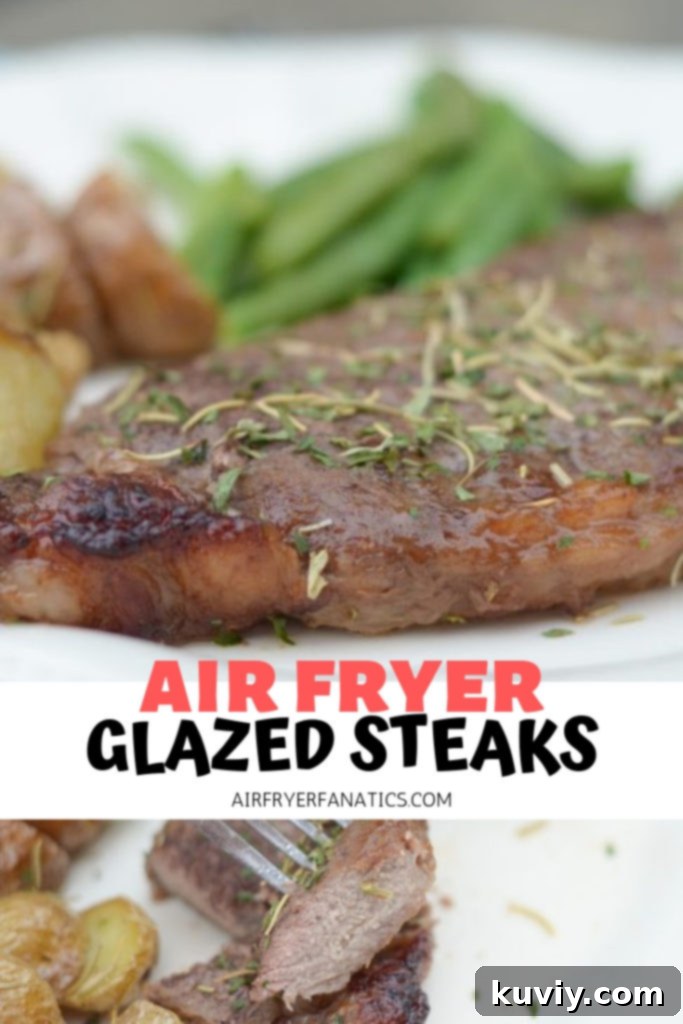 Air Fryer Glazed Steaks cooked to perfection with a savory-sweet glaze.