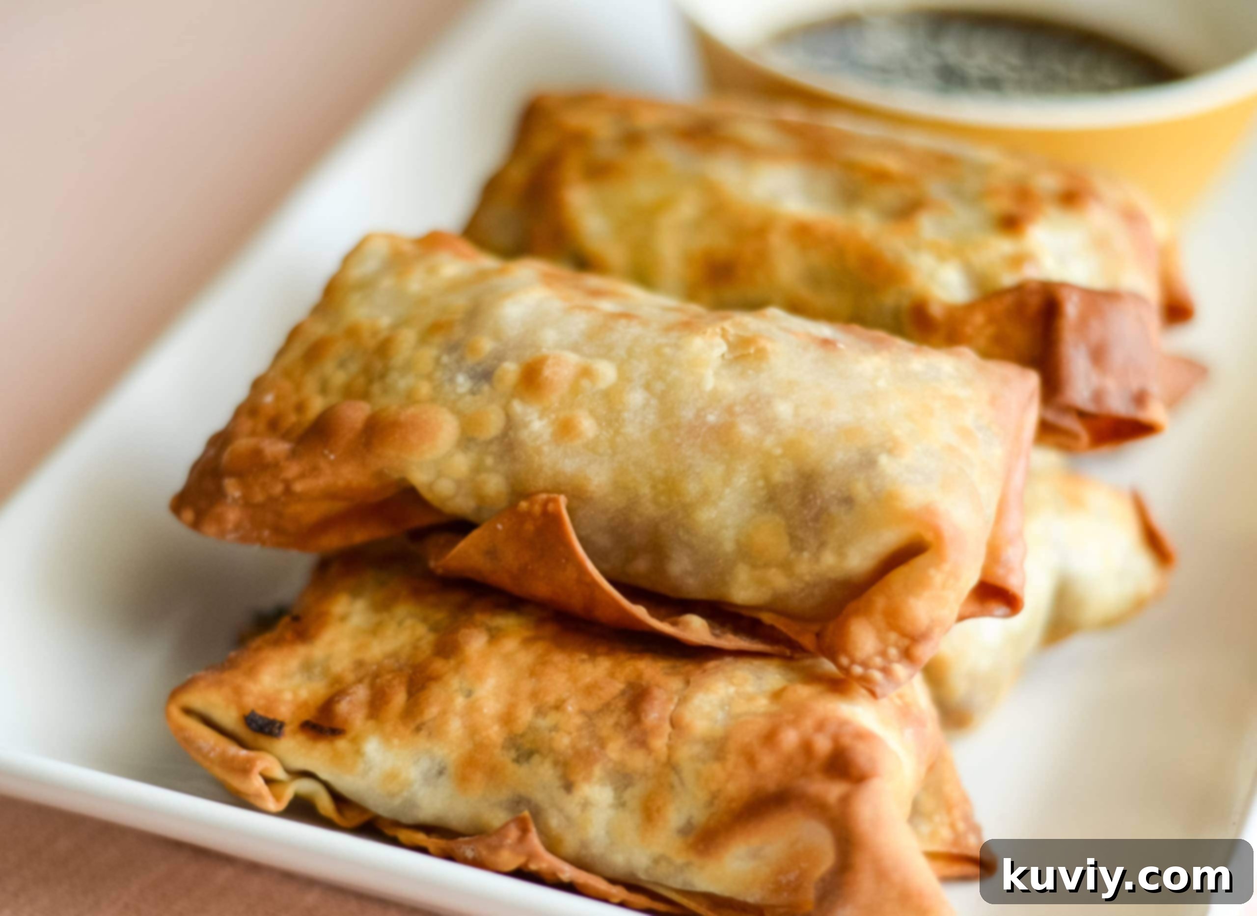 Ninja Foodi Air Fryer Egg Rolls 7 Crispy air fryer egg rolls on a plate